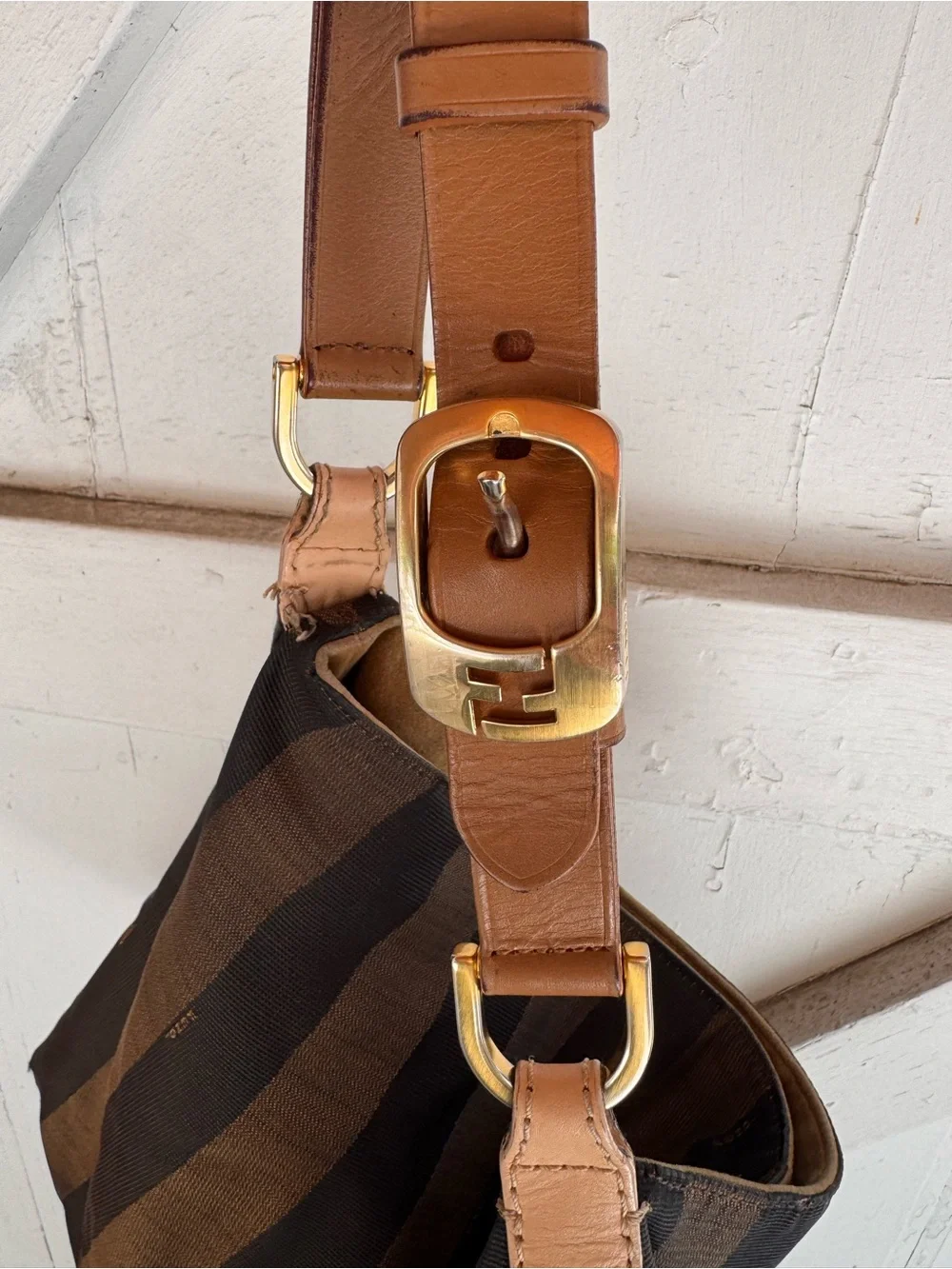 Fendi Brown and Black Striped Hobo Bag - Picture 2 of 15